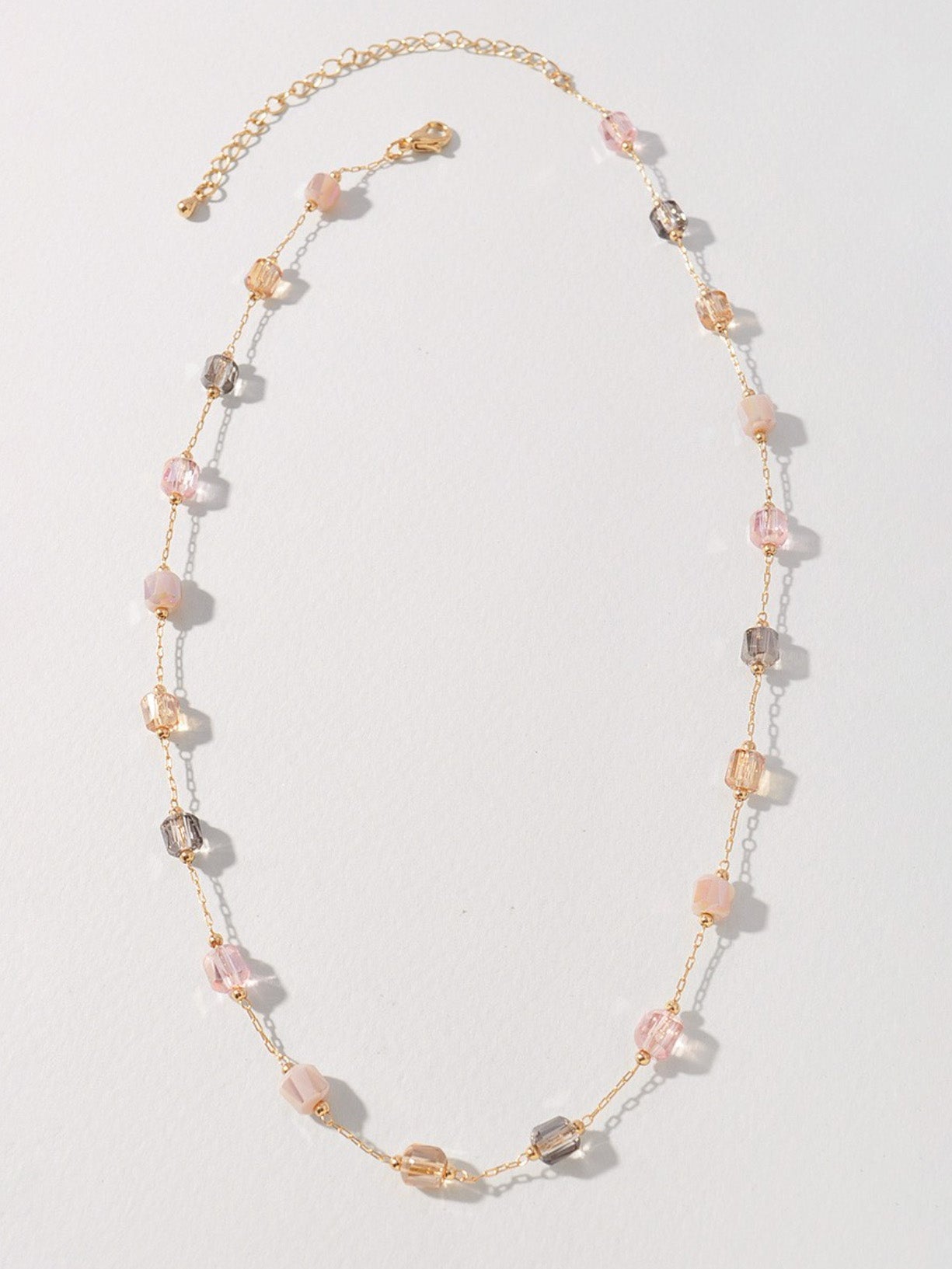 rose quartz eliza beaded necklace