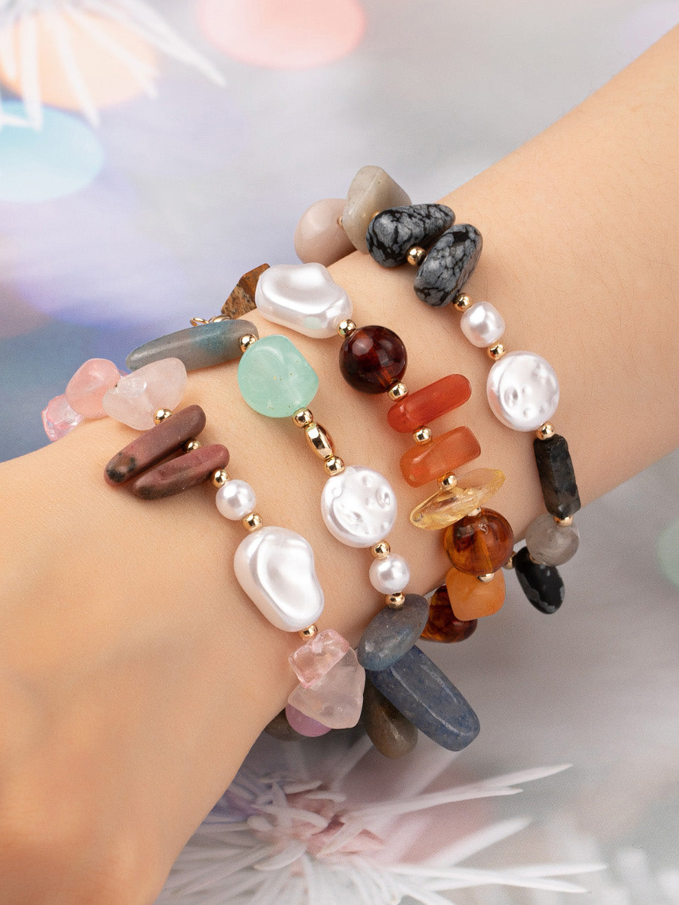 rose stone adjustable bracelet