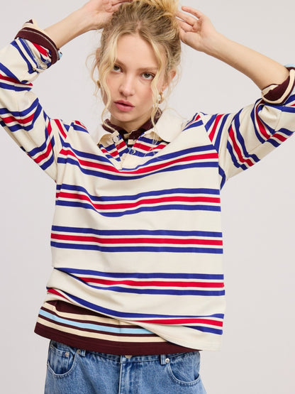 royal striped rugby top