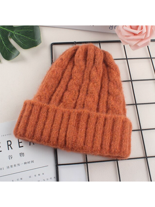 Rust Cable Knit Beanie