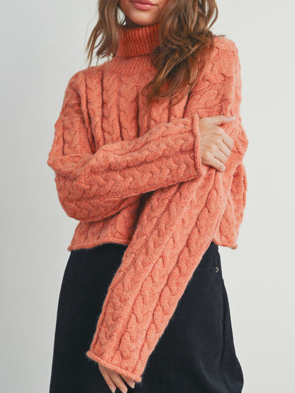 rust cropped turtleneck