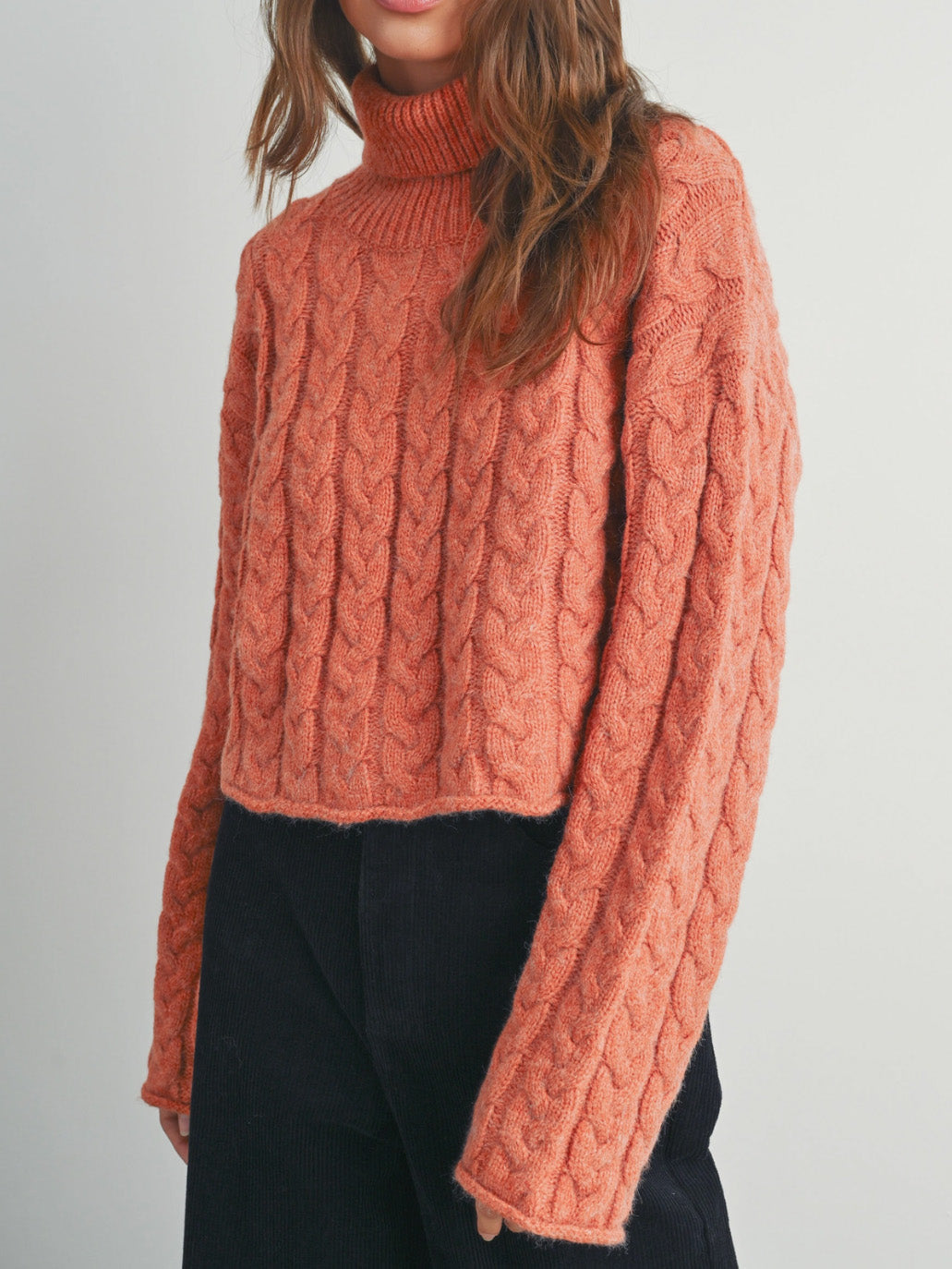 rust cropped turtleneck