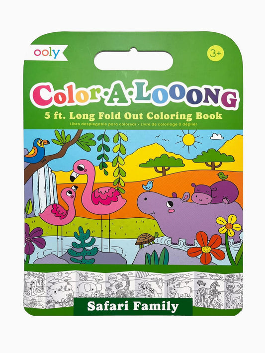 safari family color-a-looong coloring book
