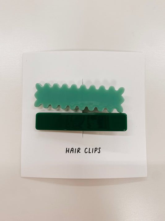 Sage Hair Clips Duo