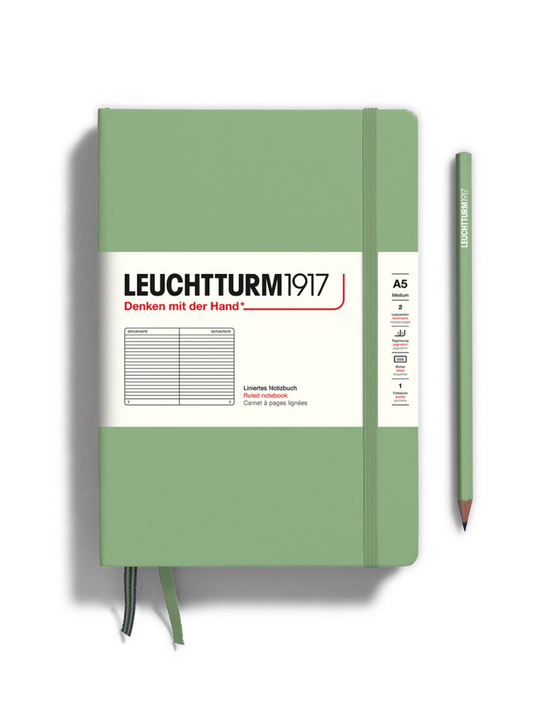 sage hardcover ruled medium a5 notebook