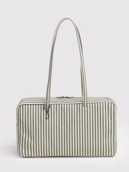 Sage Stripe Medium Nylon Bowler Bag