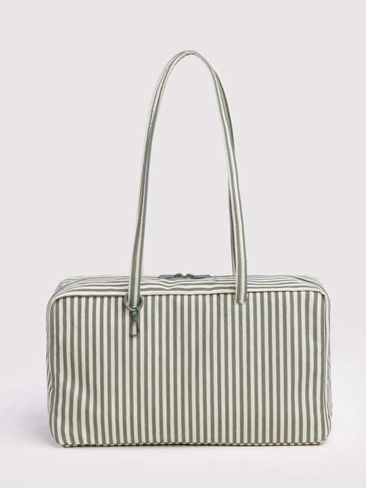 Sage Stripe Medium Nylon Bowler Bag