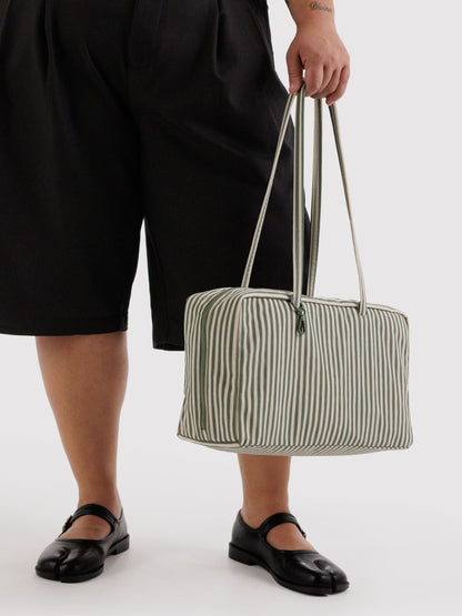 Sage Stripe Medium Nylon Bowler Bag