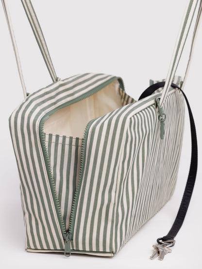 Sage Stripe Medium Nylon Bowler Bag