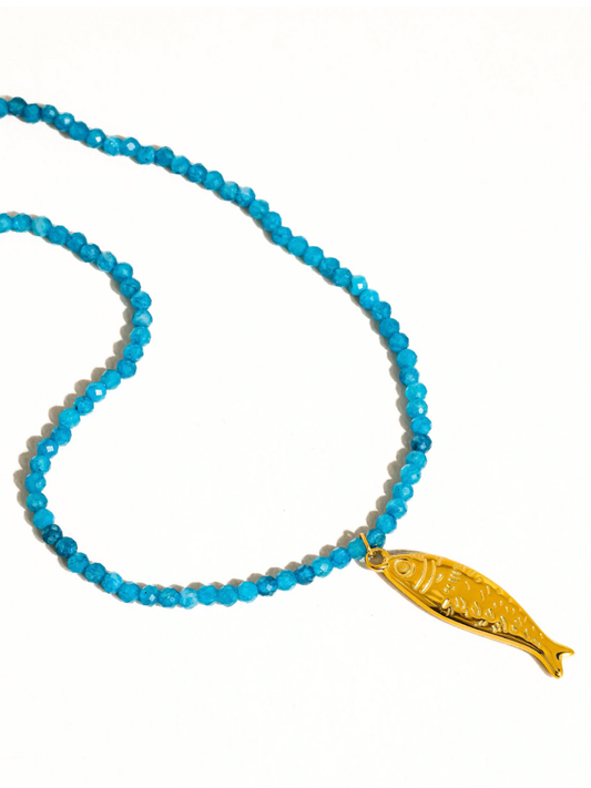 sasha 18k gold-plated fish beaded necklace
