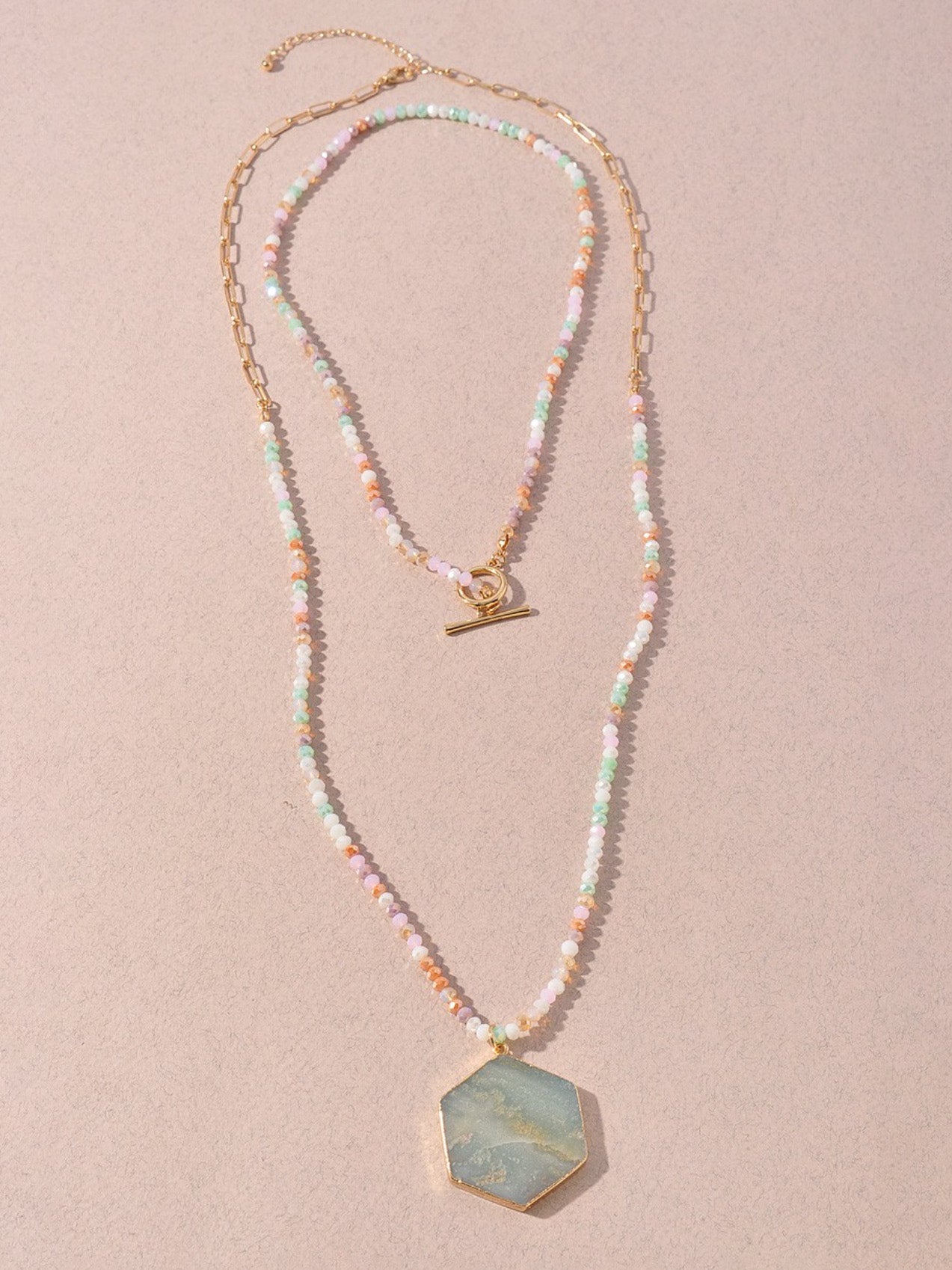 seafoam beaded necklace set