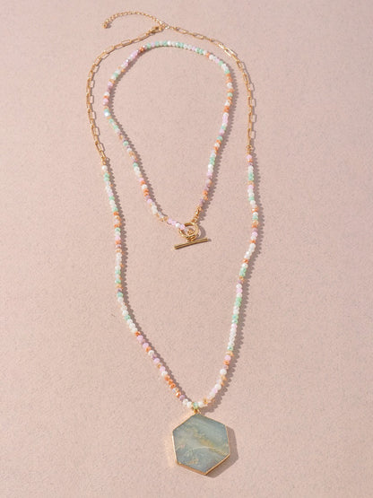seafoam beaded necklace set