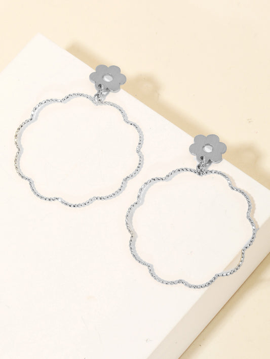 silver bella flower earrings