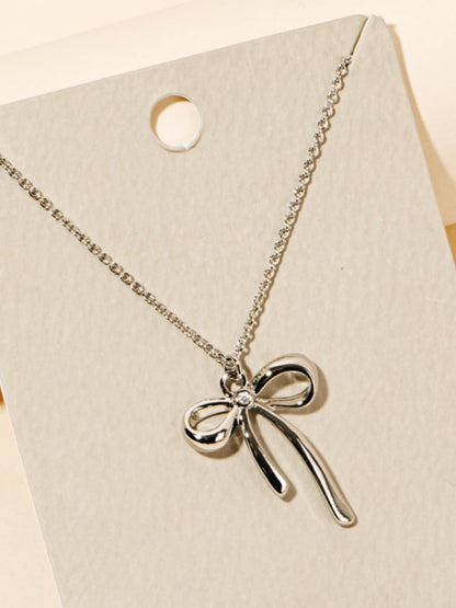 silver bow necklace