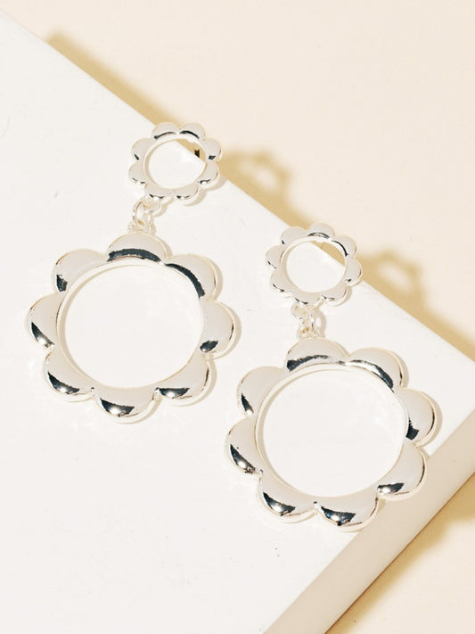 silver daisy duo drop earrings