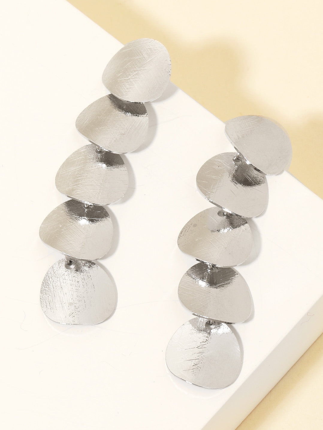 silver disc chain earrings
