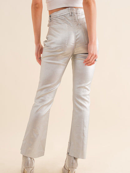 silver metallic jeans