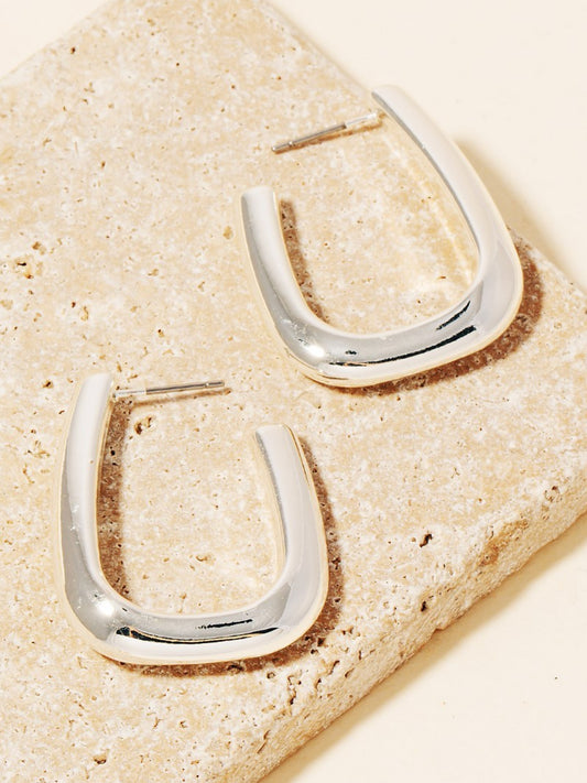 silver rounded rectangle hoops