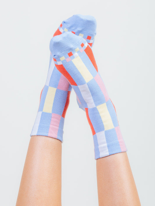 sky color block socks