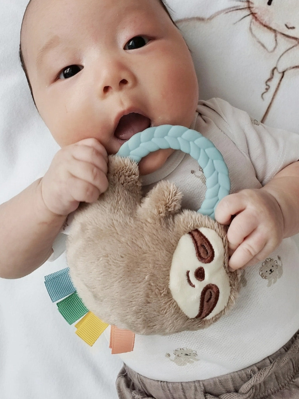 sloth plush teether rattle pal