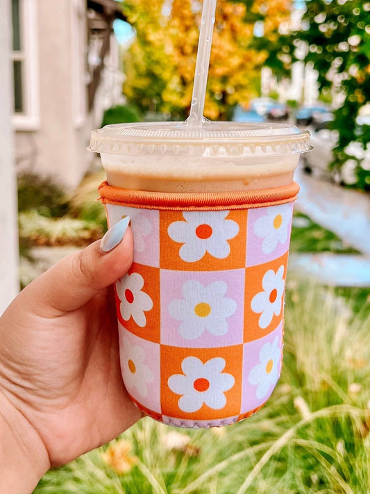 Small Checkered Daisy Coffee Sleeve