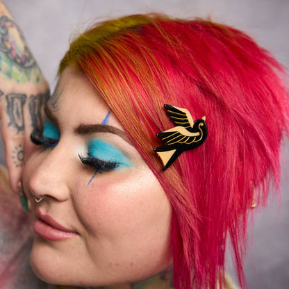 Sparrow tattoo hair clip