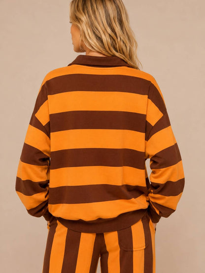 Spice Striped Rugby Pullover
