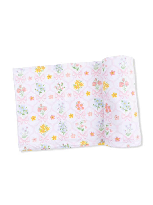 Spring Blooms Bow Trellis Swaddle Blanket