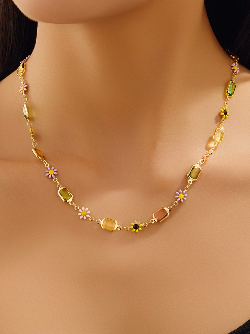 spring blooms gem necklace