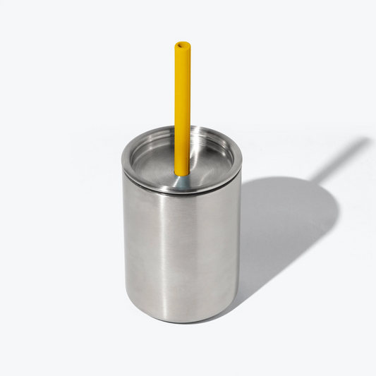 stainless steel baby cup in yellow