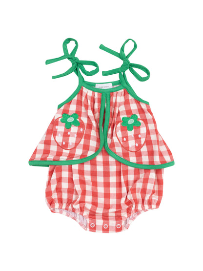 Strawberry Gingham Swing Sunsuit