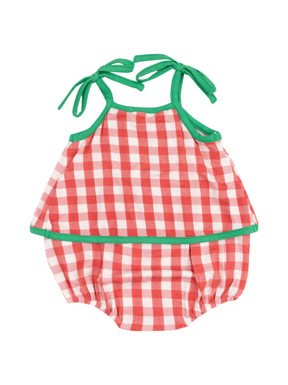 Strawberry Gingham Swing Sunsuit