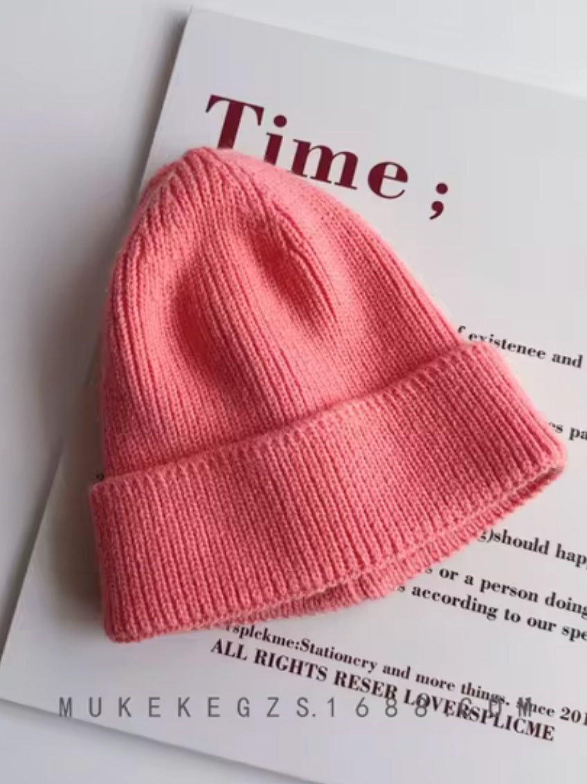 sunny pink ribbed toddler beanie