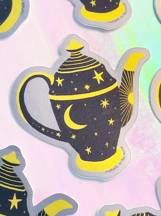 Tea Kettle Metallic Sticker