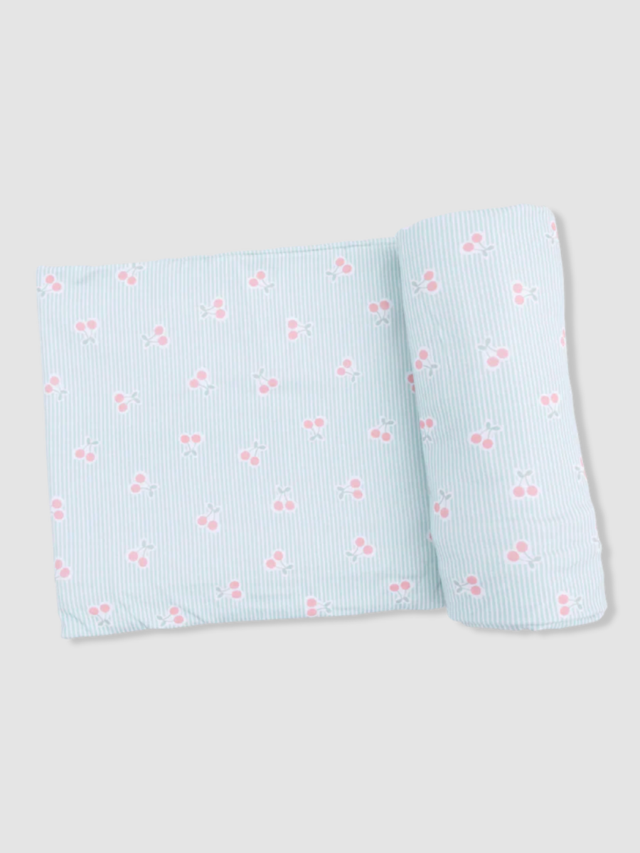 Tiny Cherry Stripe Swaddle Blanket