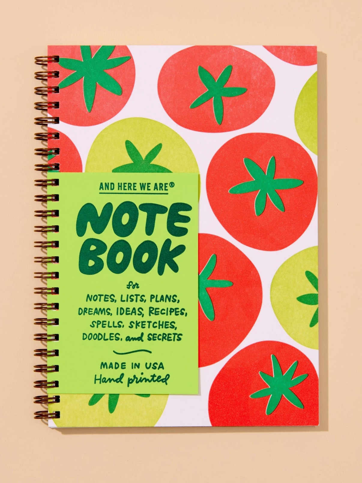 tomato letterpress spiral notebook