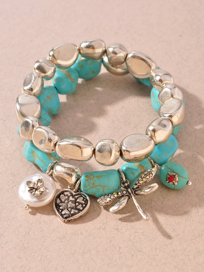 turquoise dragonfly beaded bracelet