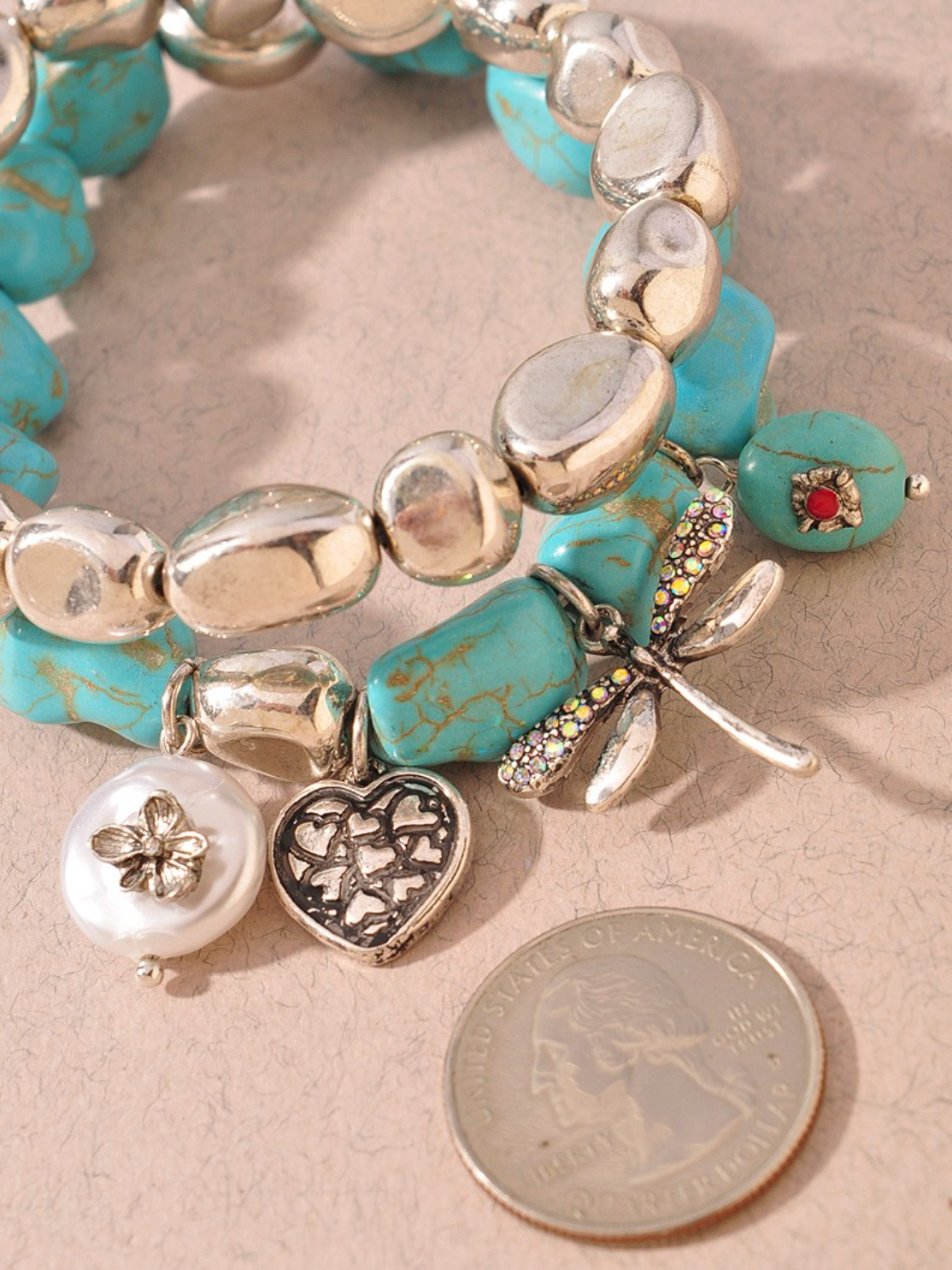 turquoise dragonfly beaded bracelet