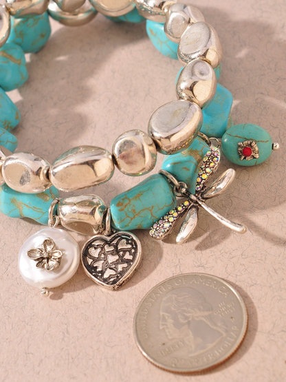 turquoise dragonfly beaded bracelet