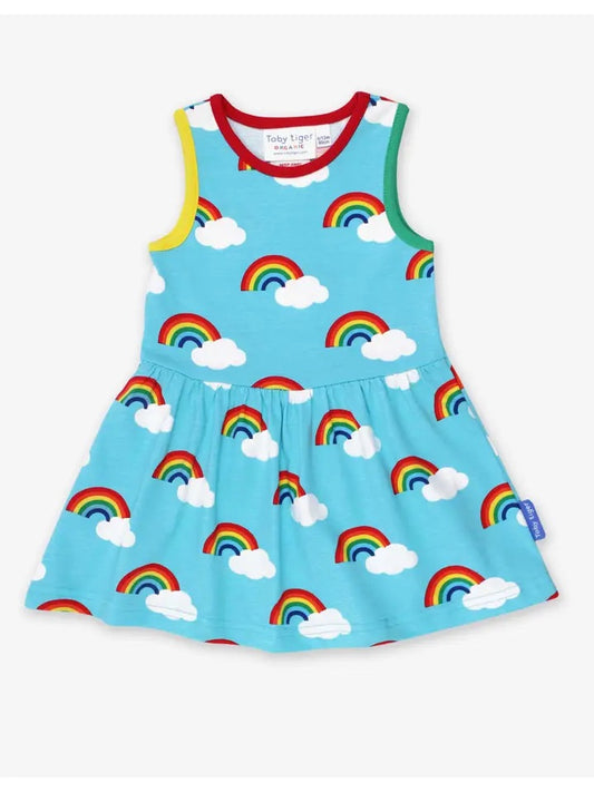 Turquoise Rainbow Print Organic Dress