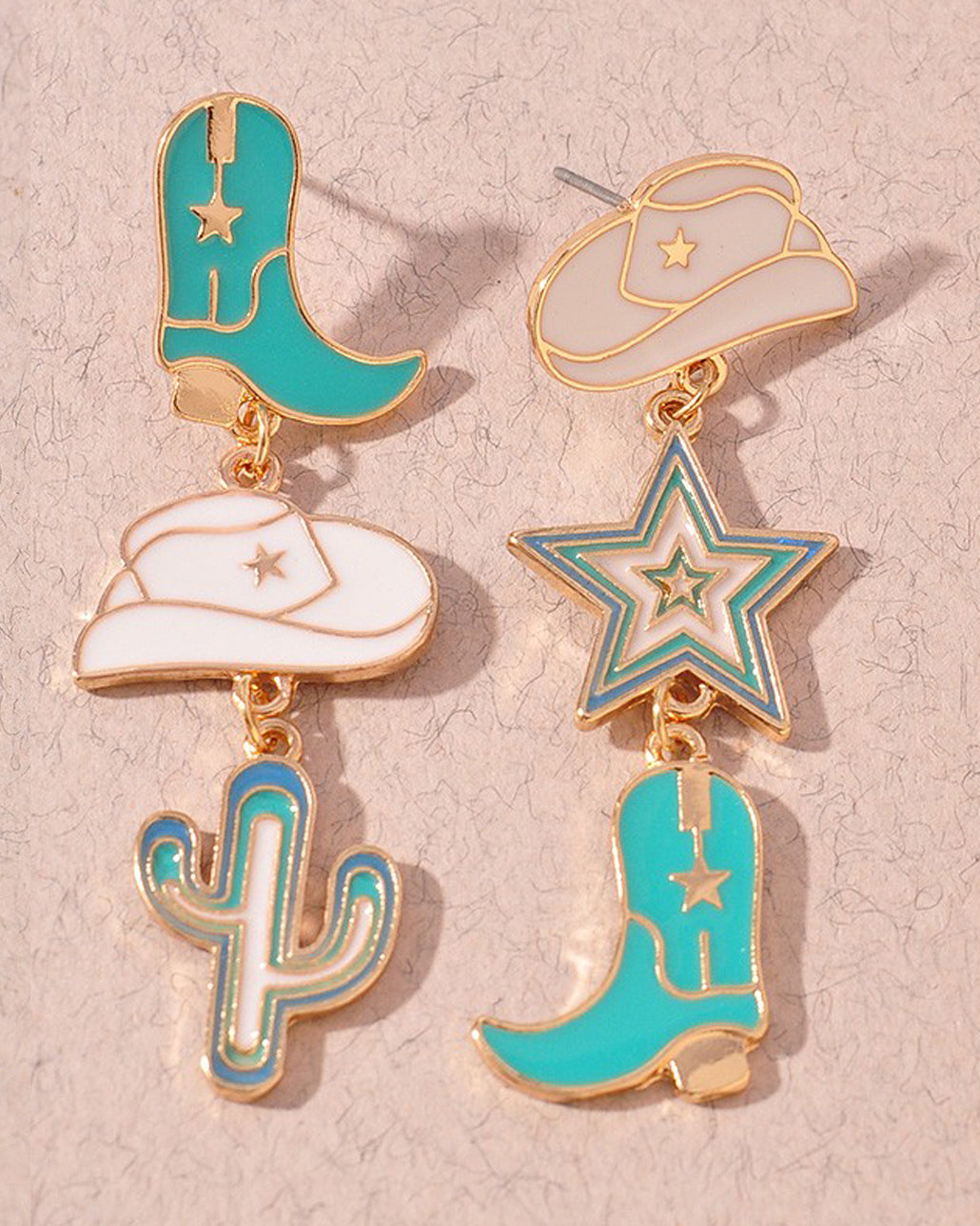 Turquoise Western Cowgirl Dangle Earrings