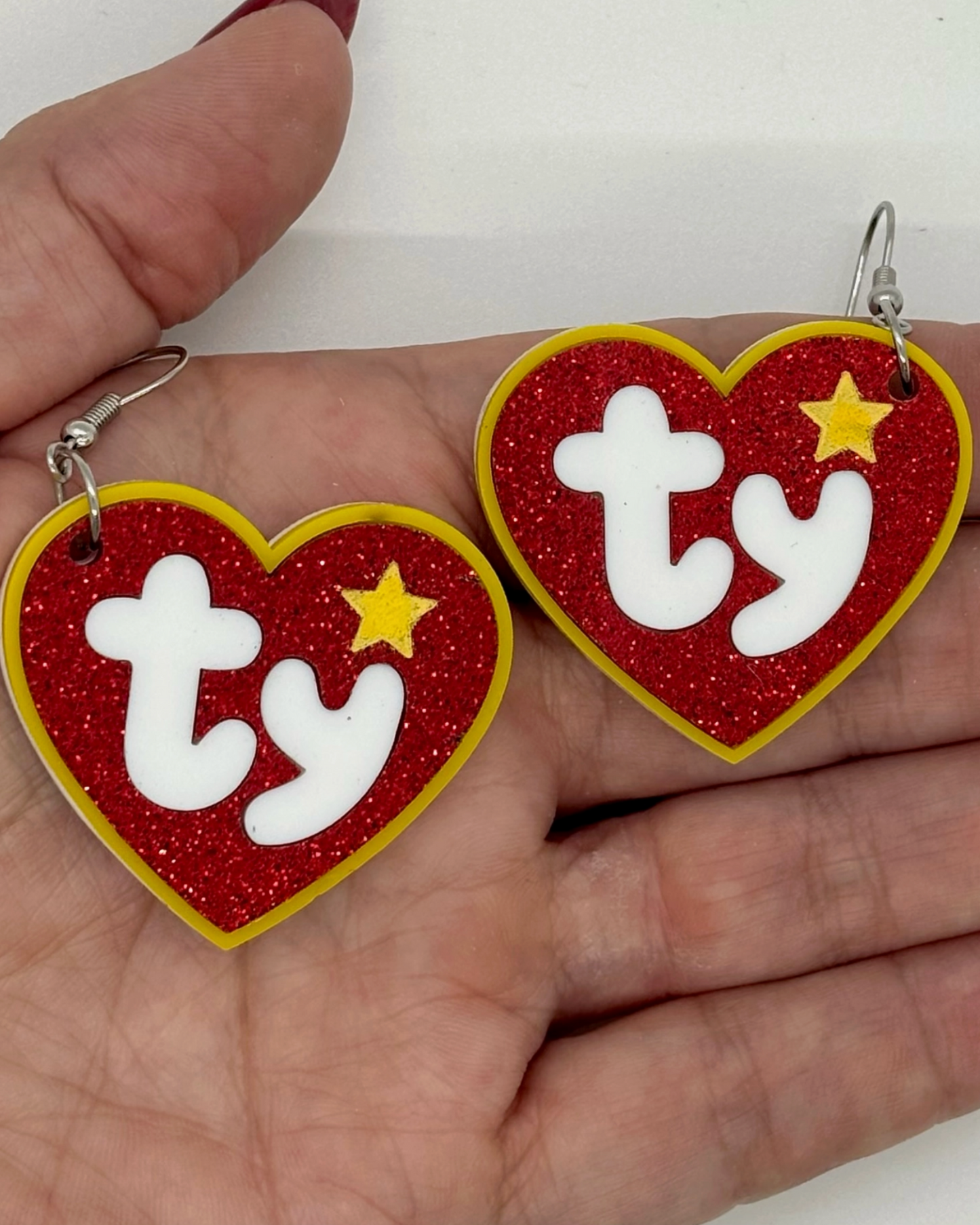 ty bear tag earrings