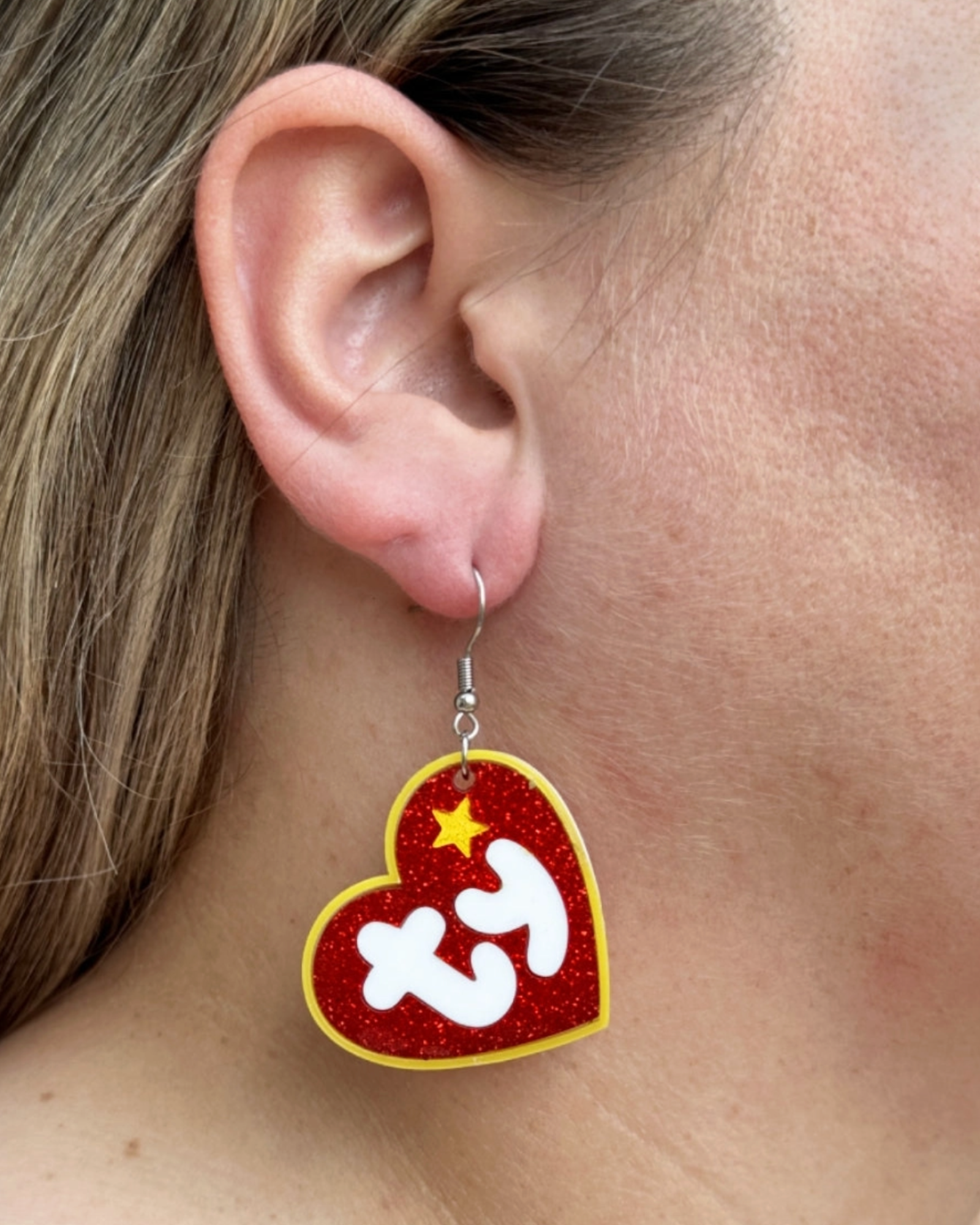 ty bear tag earrings