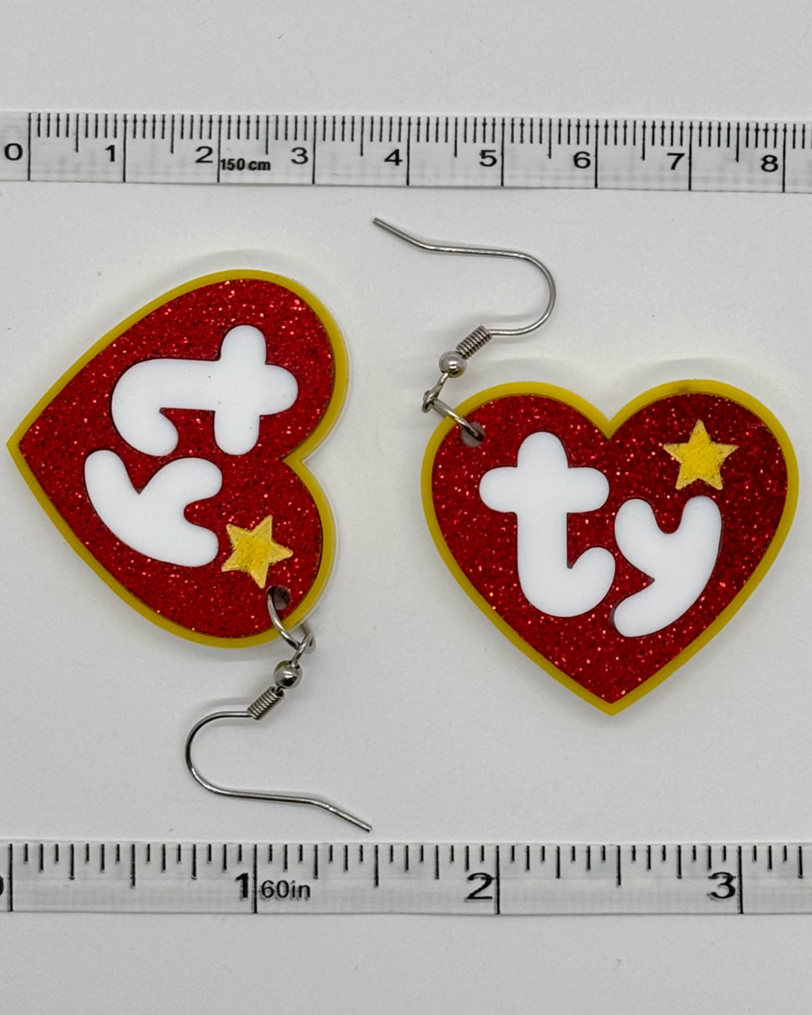 ty bear tag earrings