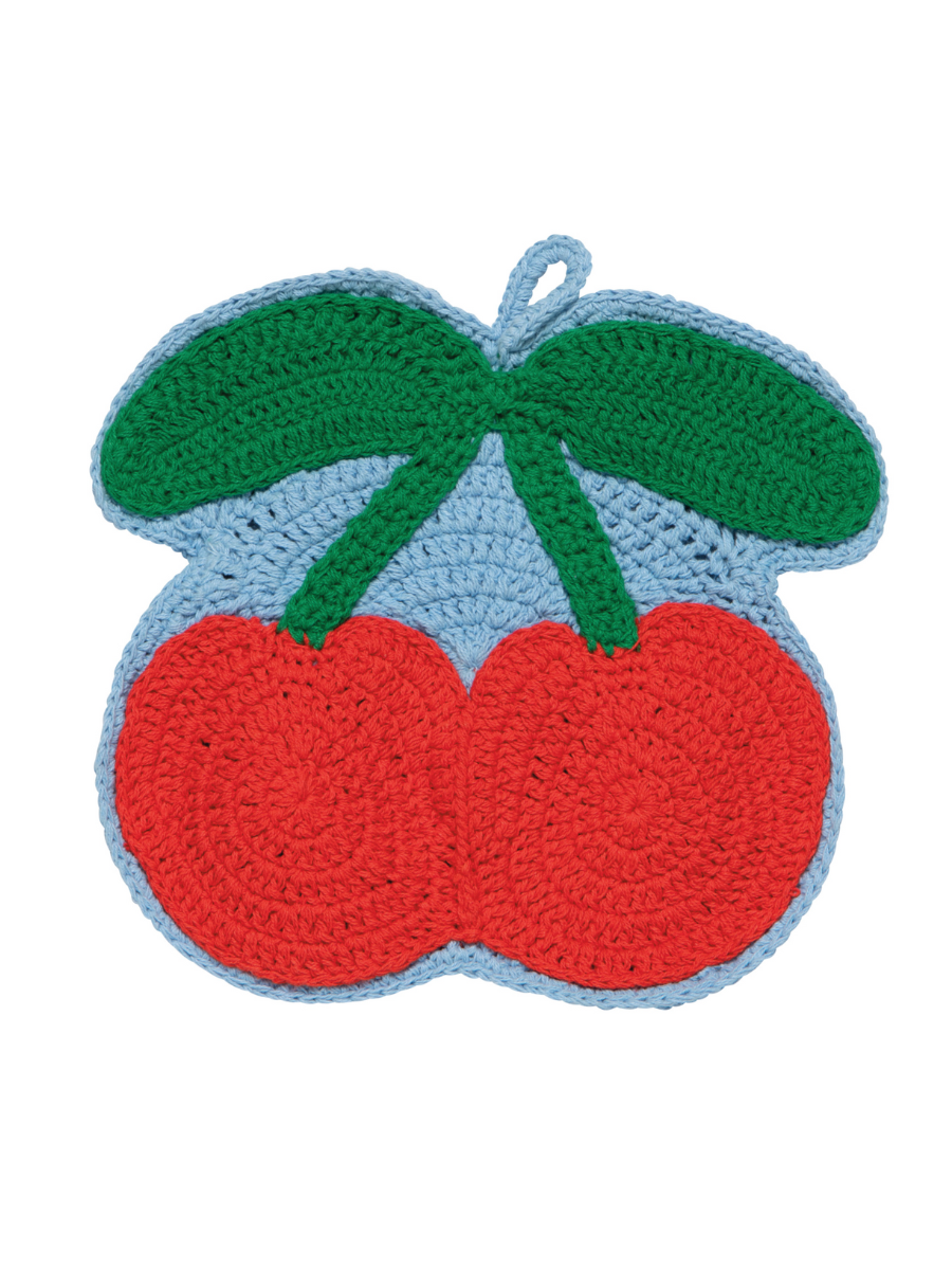 very cherry crochet pot rest