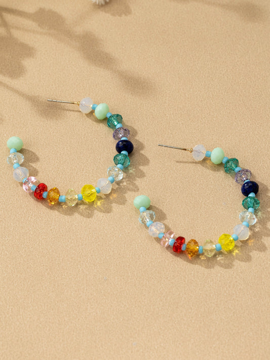 vibrant beaded hoop earrings