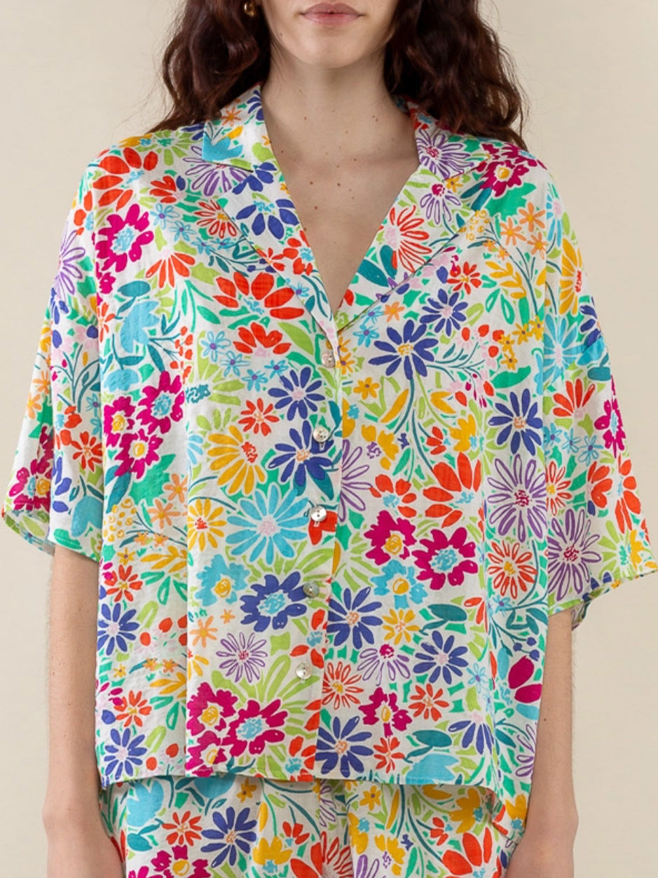 vibrant blooms button down