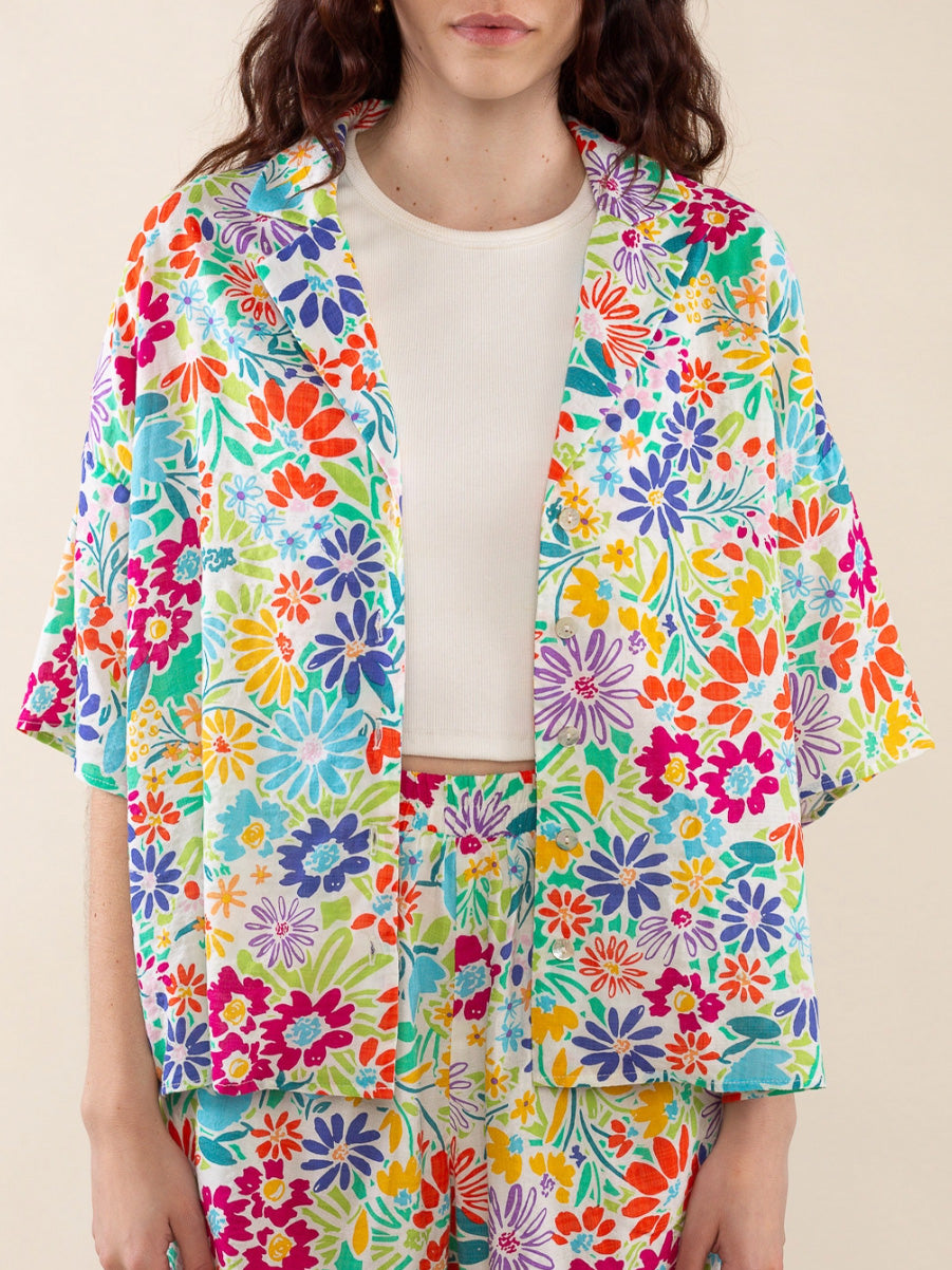 vibrant blooms button down