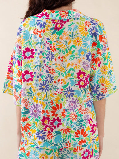 vibrant blooms button down