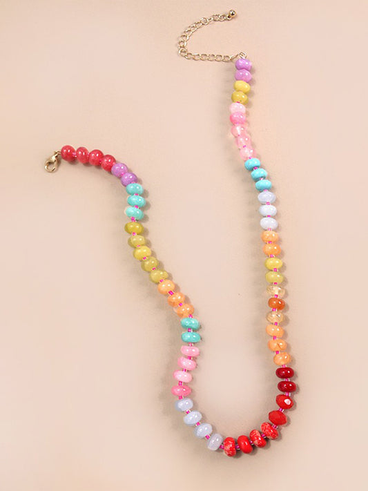 Vibrant Colors Glass Agate Bead Necklace